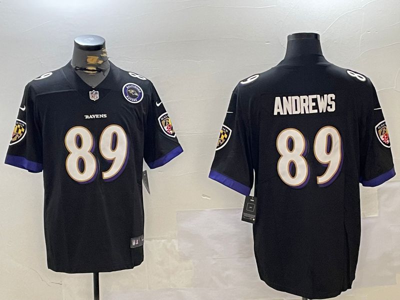 Men Baltimore Ravens #89 Andrews Black Second generation 2024 Nike Limited NFL Jersey style 2